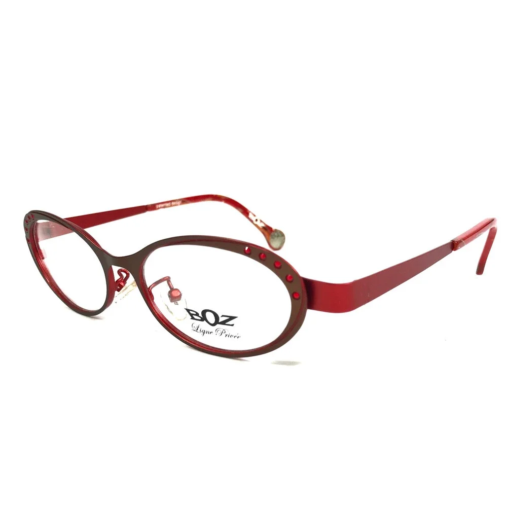 BOZ Eyeglasses Frames ZENNI 9030 Brown Red Strass Crystals Burgundy 51-16-140